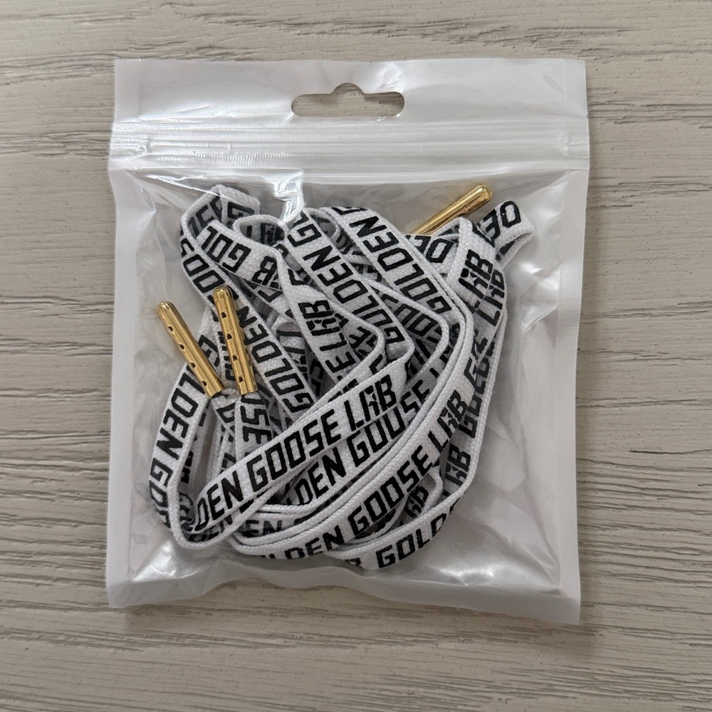 Golden Goose Black and White Laces with Gold Tips